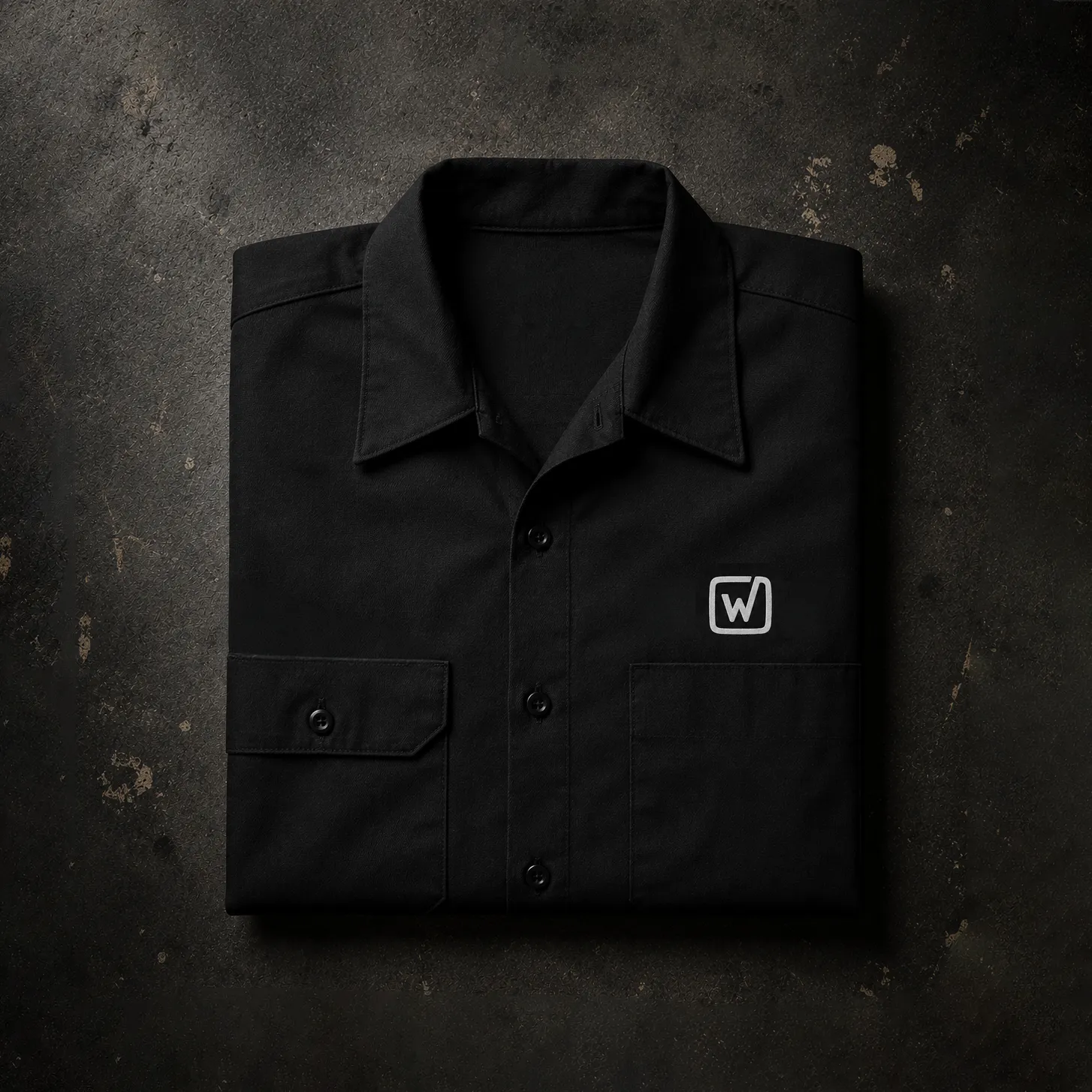 Woven black work shirt merchandise